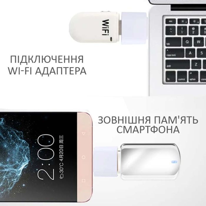 OTG переходник USB Type-C - USB 2.0 адаптер Черный