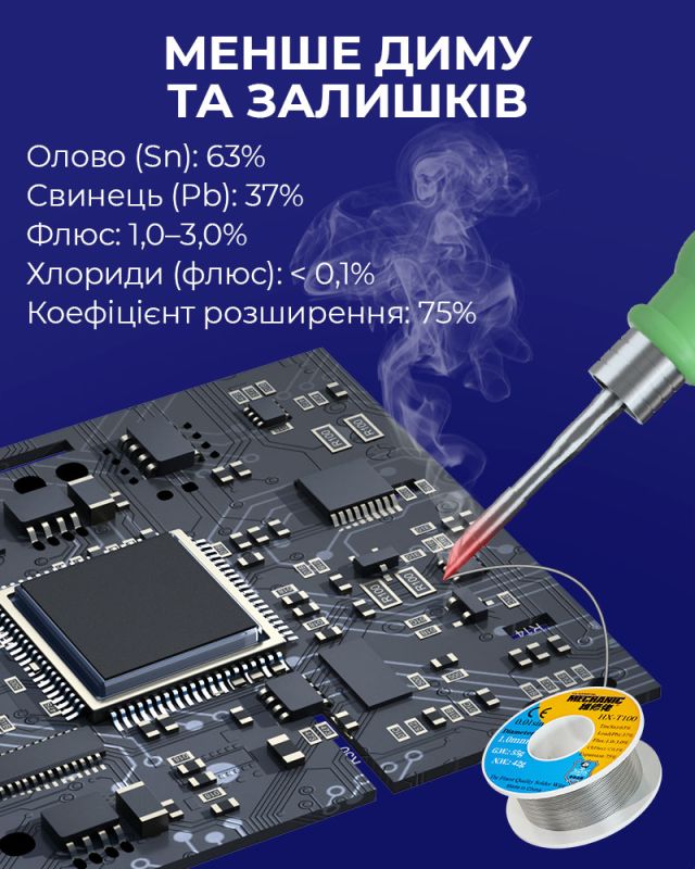 Припой MECHANIC HX-T100 0,6 мм, 55 гр, Sn 63% , Pb 37%