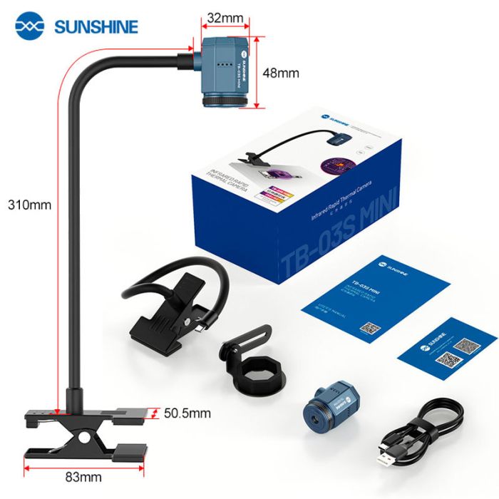 Тепловизионная камера Sunshine TB-03S MINI / HD 256x192 / инфракрасный тепловизор для ремонта / Type-C