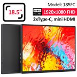 Монітор портативний 185FC / 18.5'' / IPS / 1920x1080 / Type-C / HDMI / jack 3.5 мм / другий екран