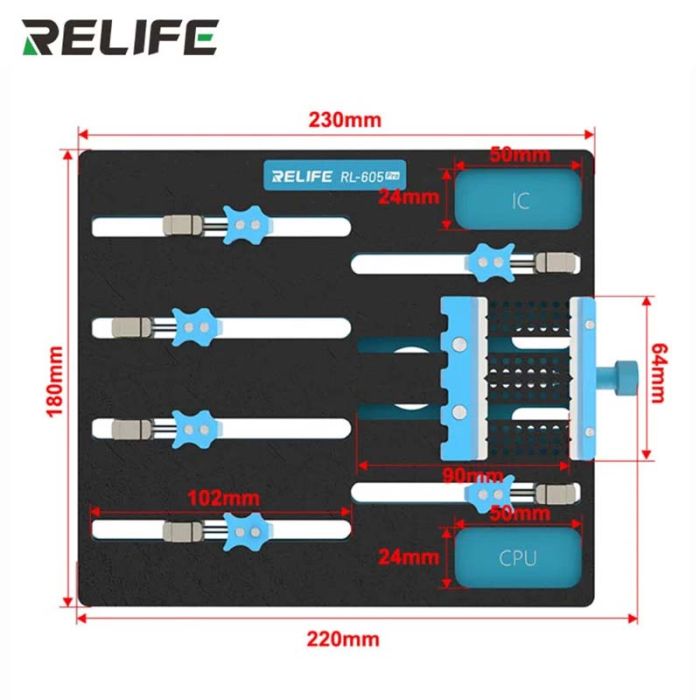 Держатель Relife RL-605 Pro для ремонта плат ноутбуков, процессоров, микросхем / универсальный
