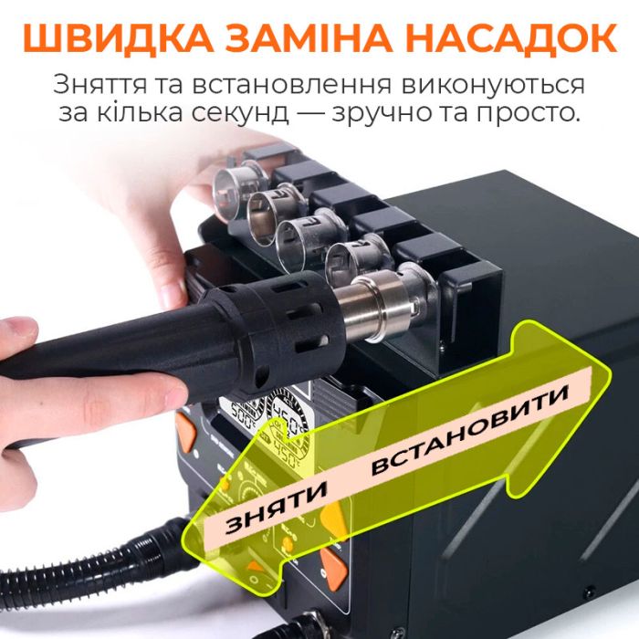Паяльна станція 2 в 1 Silverflo 992D-III / термофен + 2 паяльники C210 C245 / 3 канали пам'яті / 1220 Вт