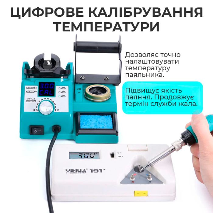 Паяльная станция YIHUA 926LED-IV / 90-480°C / 3 канала памяти / держатель, лупа, подсветка / 130 Вт