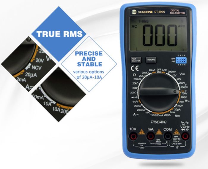 Мультиметр цифровий Sunshine DT-890N / автовимикання / True RMS
