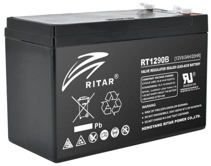 Аккумуляторная батарея AGM RITAR RT1290B, Black Case, 12V 9.0Ah