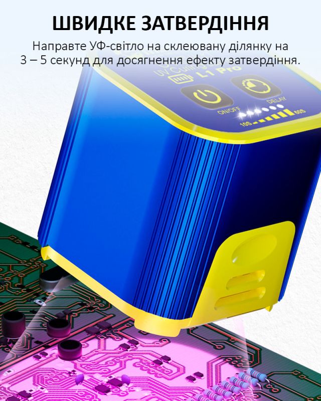 Ультрафіолетова лампа Mechanic L1 Pro / акумуляторна, для сушіння клею, лаку / USB Type-C 5V / 7W