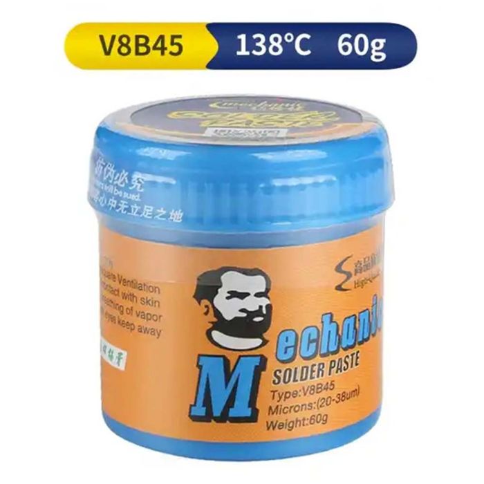 Паяльная паста BGA Mechanic V8B45 / легкоплавкая / Sn 42%, Bi 58% / 138°C / 60 г