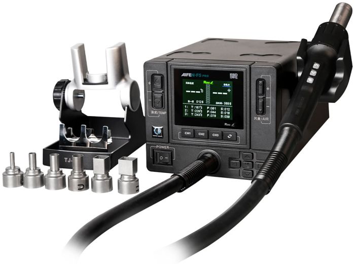 Паяльная станция термовоздушная Aifen F5 Pro / 100 – 500°C / 3 канала памяти / 6 насадок / 1000 Вт
