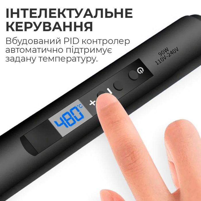 Паяльник з регулюванням температури 180-480°C / дисплей / жало 900М / 90 Вт / Black