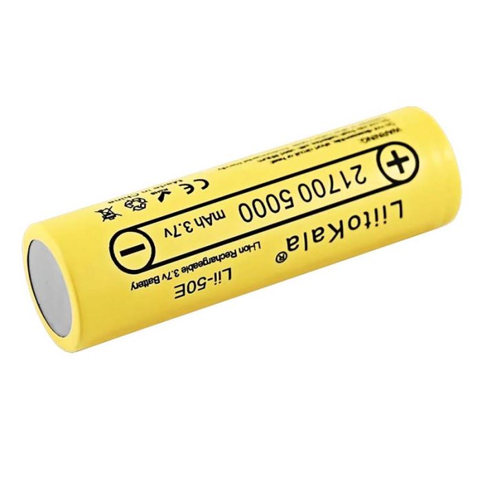 Акумулятор LiitoKala Lii-50E 21700 / високострумовий / 15А (25A) / 5000 mah / плоский контакт / Original