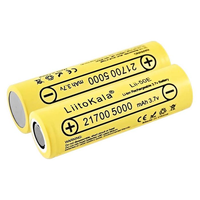 Акумулятор LiitoKala Lii-50E 21700 / високострумовий / 15А (25A) / 5000 mah / плоский контакт / Original