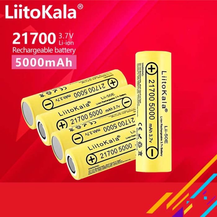 Акумулятор LiitoKala Lii-50E 21700 / високострумовий / 15А (25A) / 5000 mah / плоский контакт / Original
