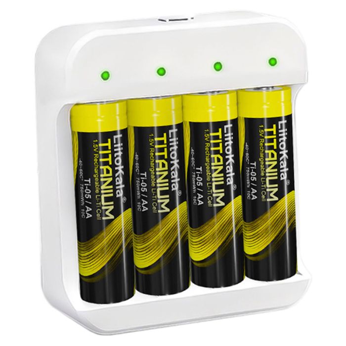Универсальное зарядное устройство LiitoKala Ti-4W001 + 4 аккумулятора Ti-05 AA / 1.5V 500mAh