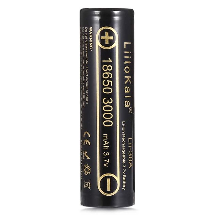 Акумулятор LiitoKala Lii-30A 18650 / високострумовий / без захисту / 15A / 3000 mah / Original