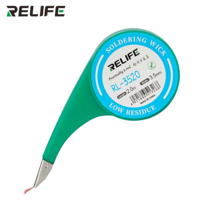 Оплетка для снятия припоя RELIFE RL-3520 / длина 2 м / ширина 3.5 мм
