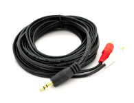 Кабель DC3.5 (папа) => 2хRCA (папа), GOLD Jack, CU, Stereo, круглый, Black, 1,8 м, (Пакет) премиум Q200