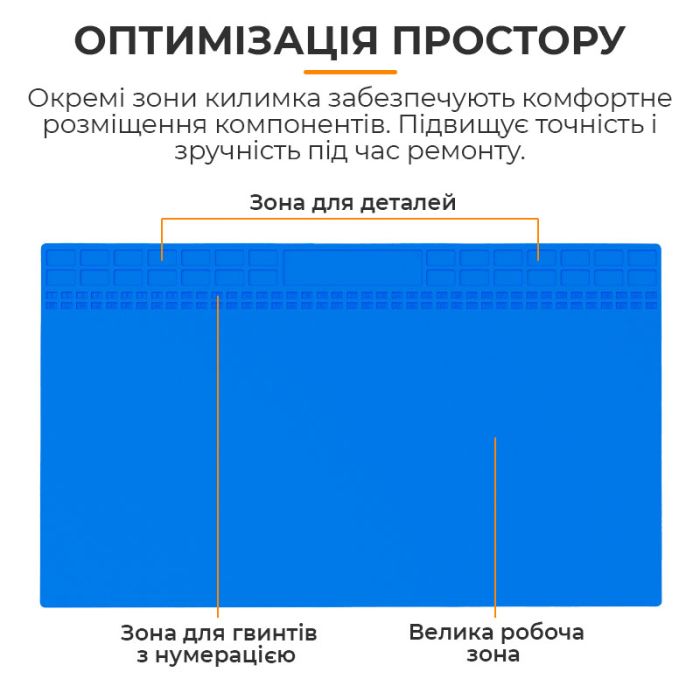 Термостойкий силиконовый коврик TELIJIA TE-735 для пайки и ремонта техники 600x350мм Синий