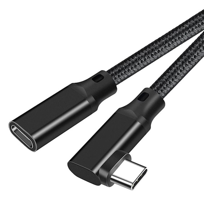 Кабель удлинитель Type-C – Type-C Elbow PQ117 / PD 240W / USB 3.2 / E-Marker / угловой 90° / 0.2м