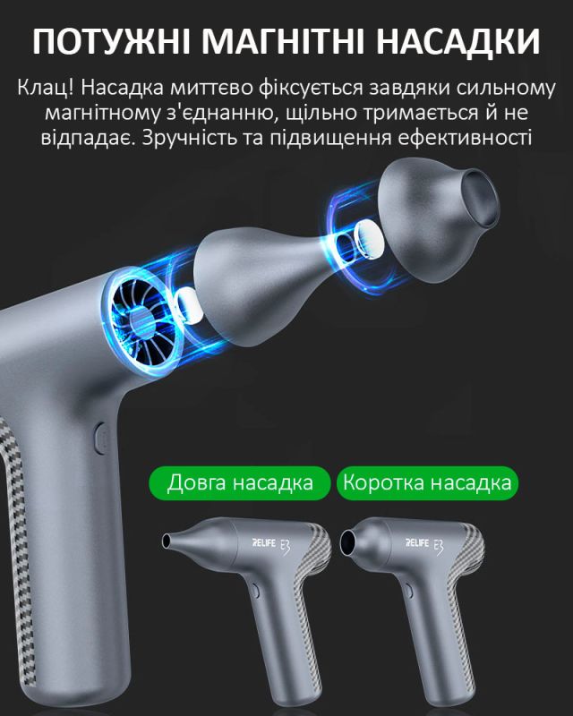 Турбовентилятор Relife E3 портативний / повітродувка, видуватель пилу і сміття / 100000 об/хв