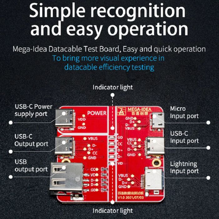 Тестер для перевірки кабелів синхронізації та зарядки Qianli USB / Micro usb / Type - С / Lightning