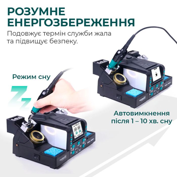 Паяльная станция 2 в 1 YIHUA 982D-III / Паяльник C210 + термопинцет / 3+3 канала памяти / 90-450°C / 120 Вт