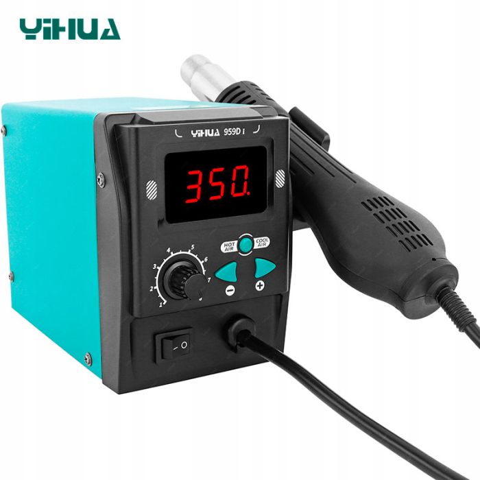 Термоповітряна паяльна станція YIHUA 959D-I термофен / 100-480°С / 120 л/хв / 3 насадки / 700 Вт