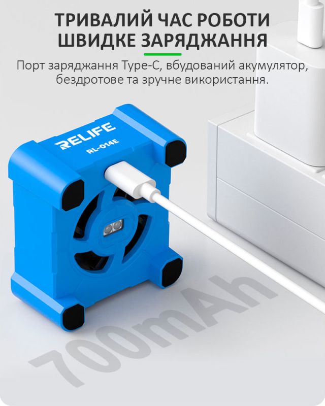 Ультрафиолетовая лампа RELIFE RL-014E / 4 в 1 / аккумуляторная с вентилятором / Type-C