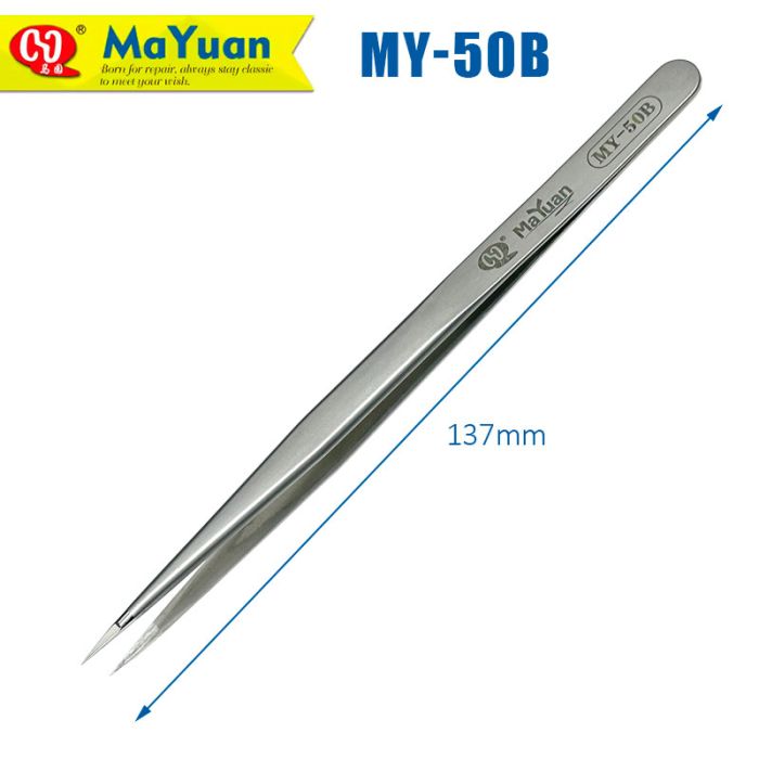Пинцет прецизионный MaYuan MY-50B стальной, сверхточный, антистатический, прямой, Серый