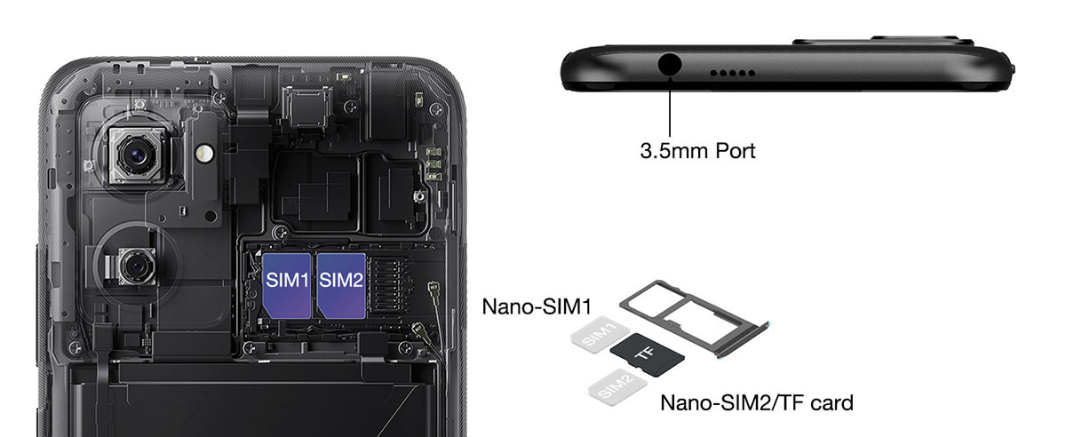 Doogee N50 Pro — разъём 3.5 мм, поддержка двух SIM-карт и карты памяти microSD