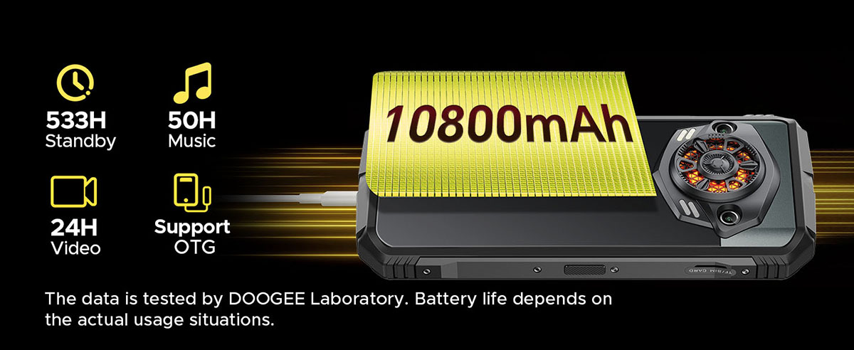 DOOGEE S Punk — акумулятор 10800 мА·год для тривалої автономної роботи