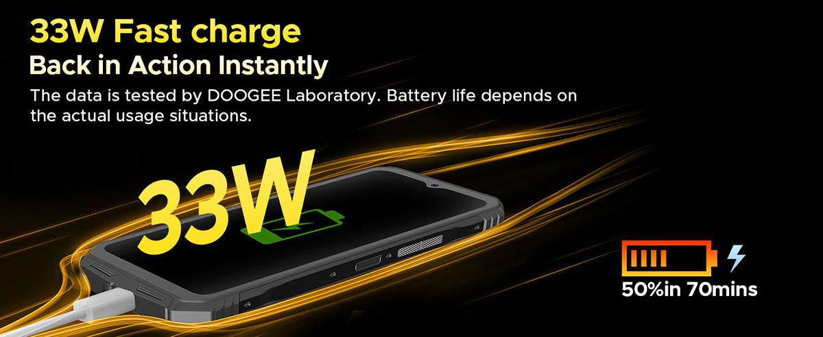 DOOGEE S Punk — швидка зарядка 33 Вт для зручного повсякденного використання