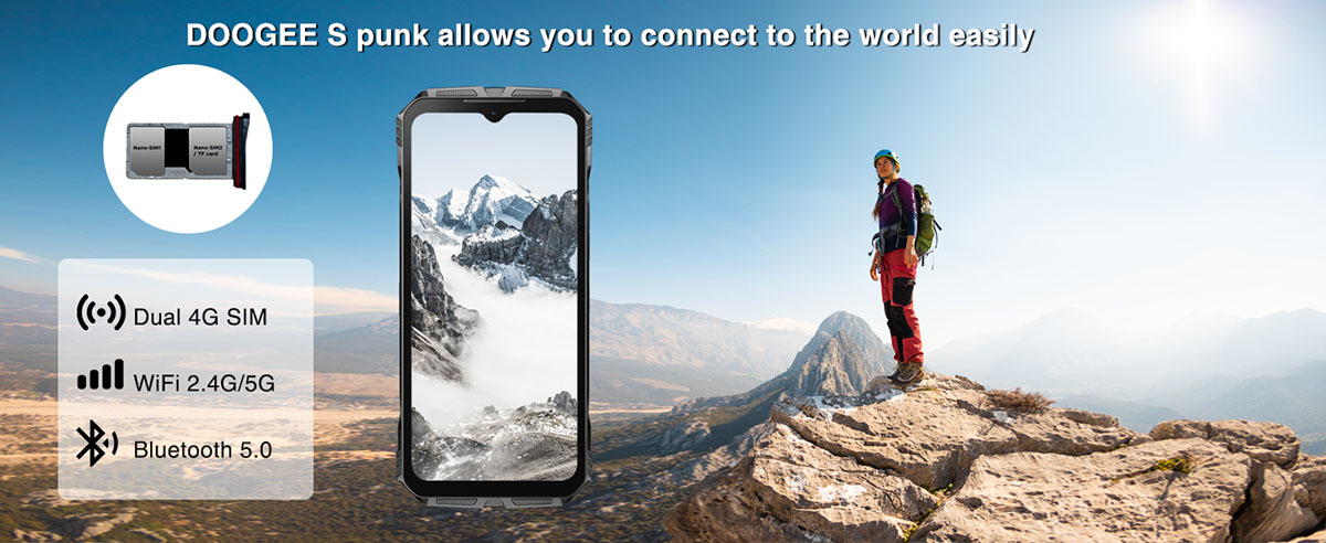 DOOGEE S Punk — Dual 4G SIM Wi-Fi 2.4/5 ГГц та Bluetooth 5.0