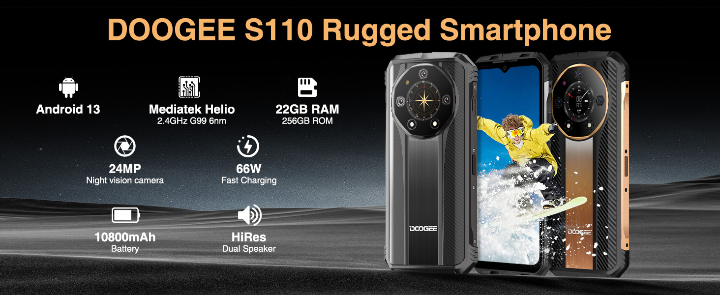 DOOGEE S110 защищённый смартфон с дополнительным задним экраном и высокой автономностью