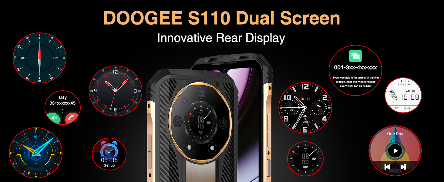 DOOGEE S110 дополнительный задний экран для уведомлений и съёмки