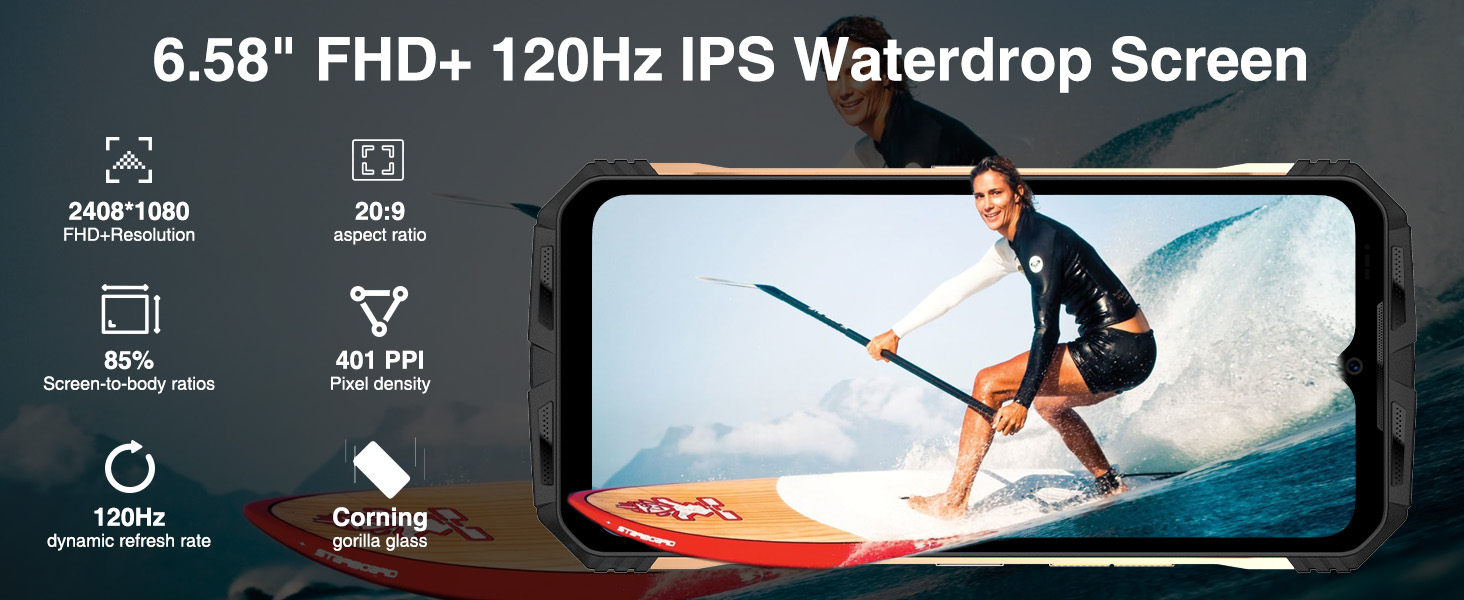 DOOGEE S110 6.58 дюйма FHD+ IPS экран 120 Гц с защитным стеклом Gorilla Glass
