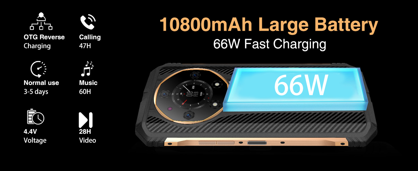 DOOGEE S110 аккумулятор 10800 мАч с быстрой зарядкой 66 Вт и OTG