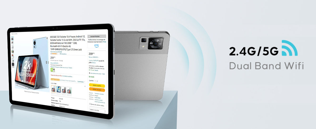 Планшет DOOGEE T30 Pro — двухдиапазонный Wi-Fi 2.4G / 5G