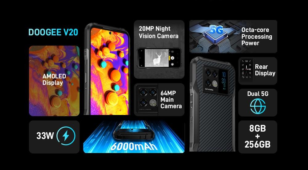 DOOGEE V20 — AMOLED дисплей, камера ночного видения и аккумулятор 6000 мАч