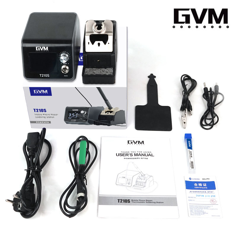 GVM T210S комплектація: блок, ручка, підставка, кабелі, керівництво