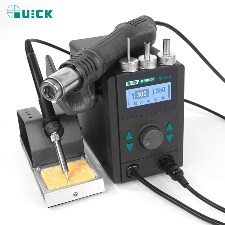 Паяльная станция 2 в 1 QUICK 8586D+ паяльник и термофен с LCD дисплеем