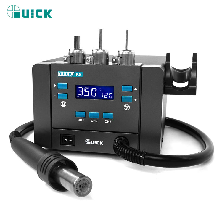 термовоздушная станция quick k8 lcd дисплей три канала памяти держатель фена