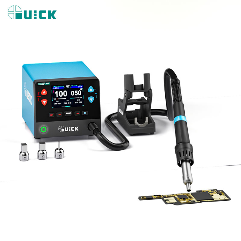 Паяльная станция Quick M7 — пример работы термофена на электронной плате