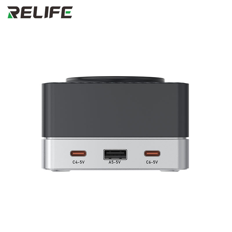 Швидкий зарядний пристрій RELIFE Q7 80W задня панель порти C4 A5 C6 5V