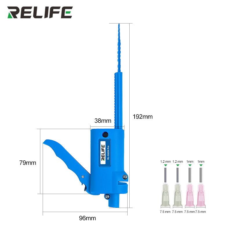 Размеры клеевого дозатора RELIFE RL-062A Pro — длина, ширина, высота и параметры игл