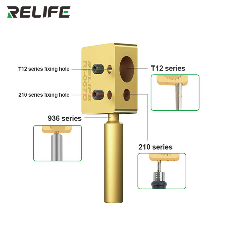 Схема крепления насадки Relife RL-067B с поддержкой паяльных станций серий T12, 210 и 936