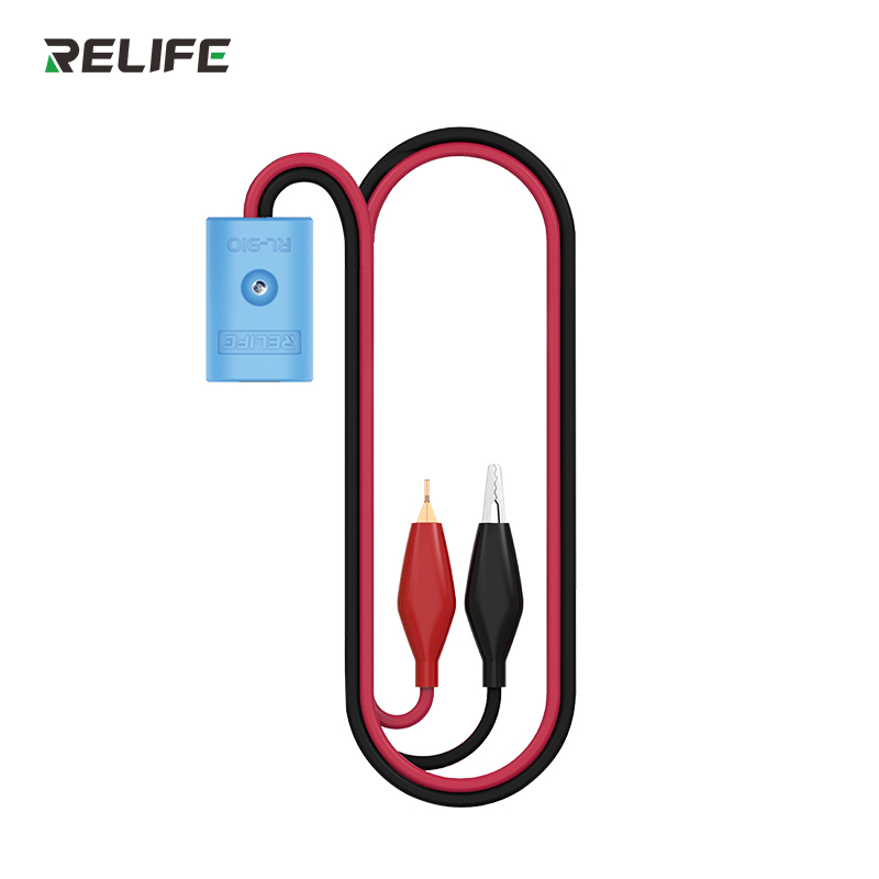 Инструмент для снятия аккумулятора RELIFE RL-910 — общий вид кабеля с красным и чёрным зажимами