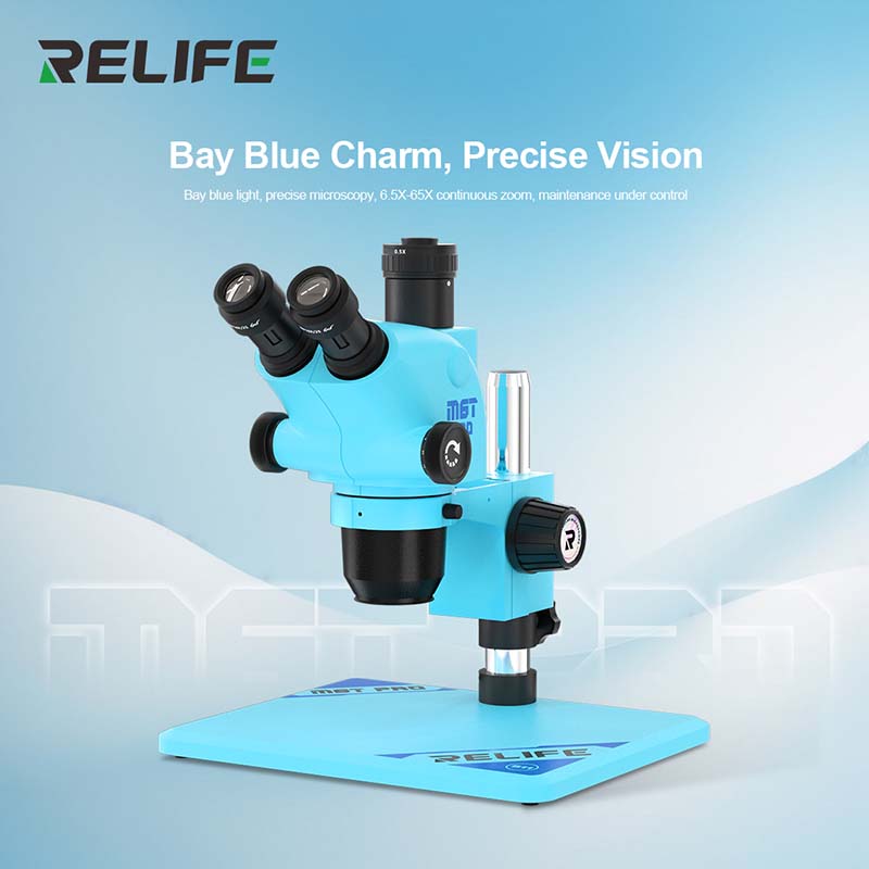 Тринокулярный микроскоп Relife RL-M6T Pro-B11 синего цвета