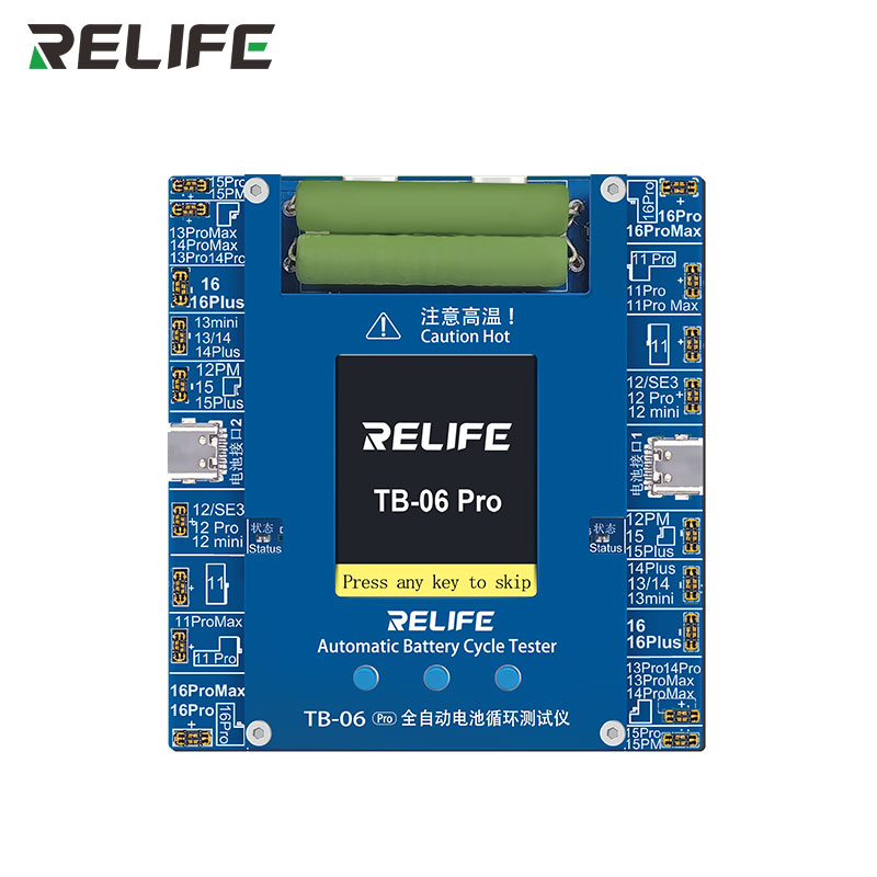Программатор RELIFE TB-06 Pro автоматический тестер циклов аккумулятора iPhone вид спереди