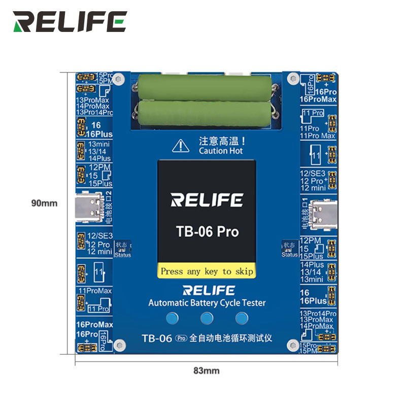 Программатор RELIFE TB-06 Pro размеры платы 90x83 мм для аккумуляторов iPhone