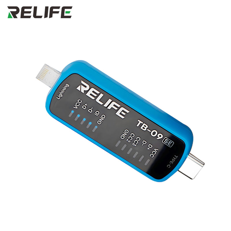 RELIFE TB-09 SE тестер портов Lightning/Type-C, общий вид под углом
